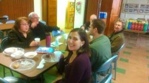 Rosemary, Dave Y., Dave C., Audrey, Jesse, and Kathryn enjoy a family time together. (clockwise from far left)